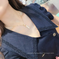 Shangjie OEM kalung Fashion Gold Plated Stainless Steel Necklace Women Rhinestone Necklace Dainty Bamboo Necklace Jewlery